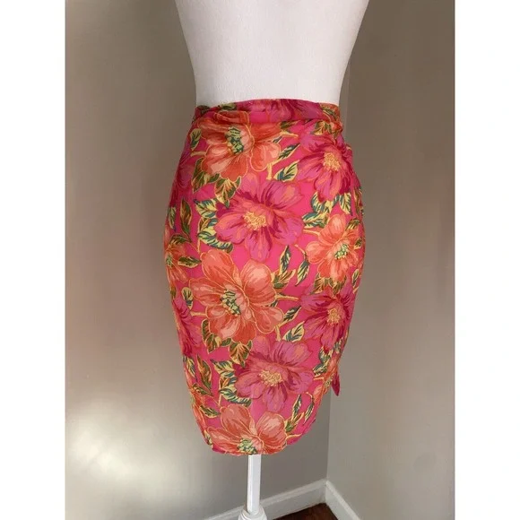 Beach Riot Pink Floral Sarong Women OS Wrap Skirt Polyester Resort Swim Tropical - Picture 3 of 12